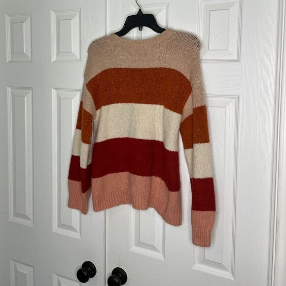 a.n.a. Red, Muave & Cream Striped Fuzzy Sweater - M - Picture 4 of 8
